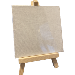 The 4 inch by 4 inch mini canvas with easel.