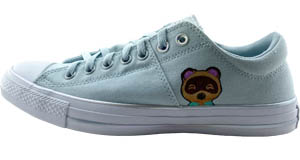 Animal Crossing: Outside left shoe with Tom Nook painted on it.