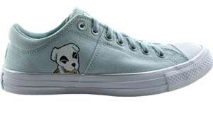 Animal Crossing: Outside right shoe with K.K. Slider painted on it.
