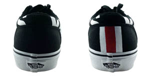 Mass Effect: The back of the shoes. The back of the right one continues the red and white stripe from the front.