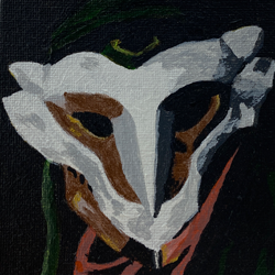 A four inch by four inch canvas painted with the Firelight Leader, Ekko, from Arcane.