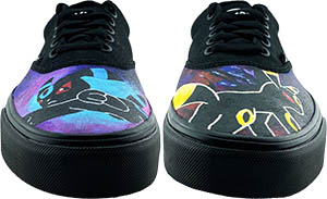 Umbreon Front of Shoes with two different Umbreon designs on each shoe.